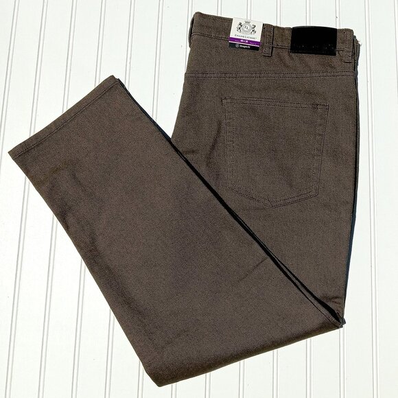 ENGLISH LAUNDRY Jeans 42 x 30 Brown Denim Straight Fit Flat Front NWT Toffee 40